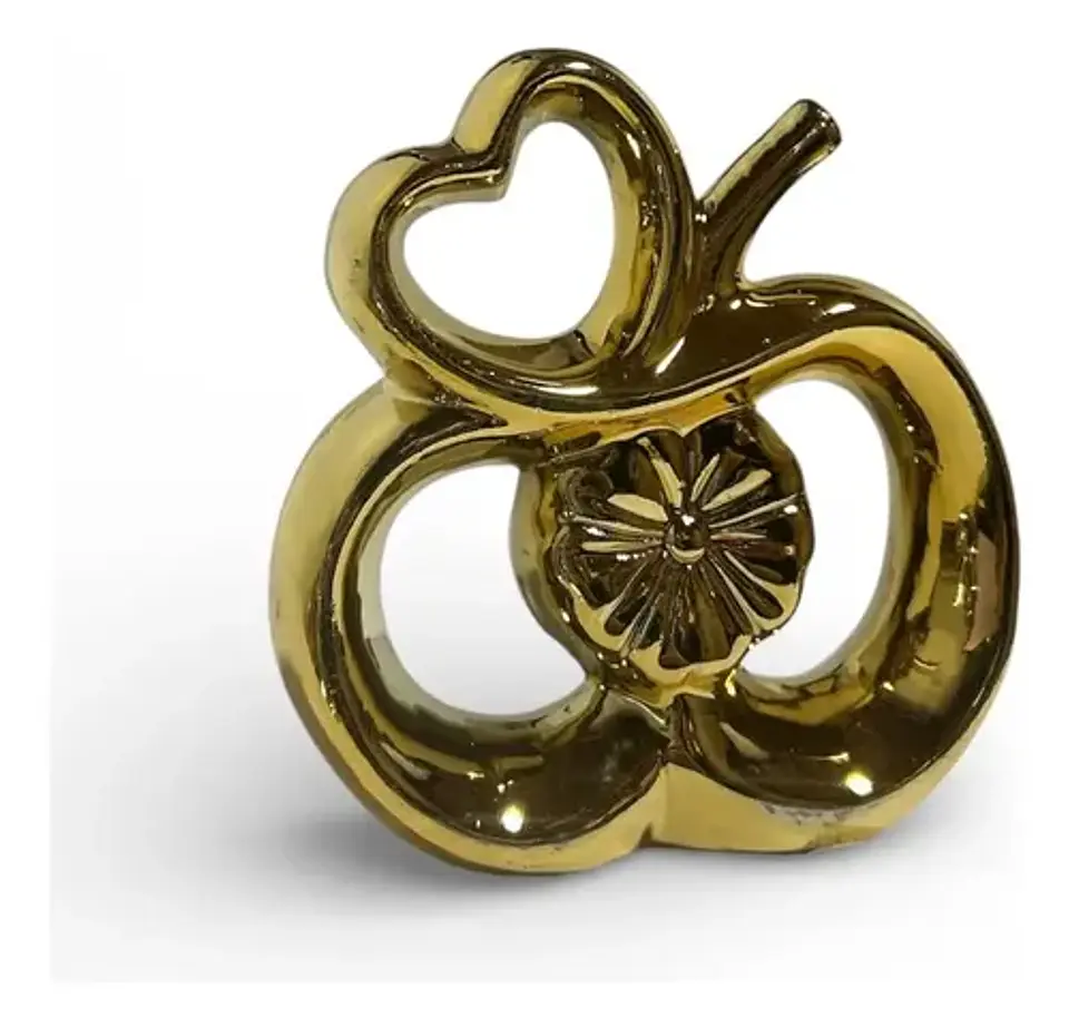 Figura Decorativa Manzana Con Corazón Y Detalle Floral 6