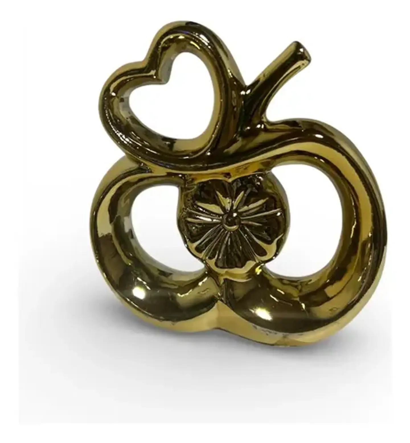 Figura Decorativa Manzana Con Corazón Y Detalle Floral 7