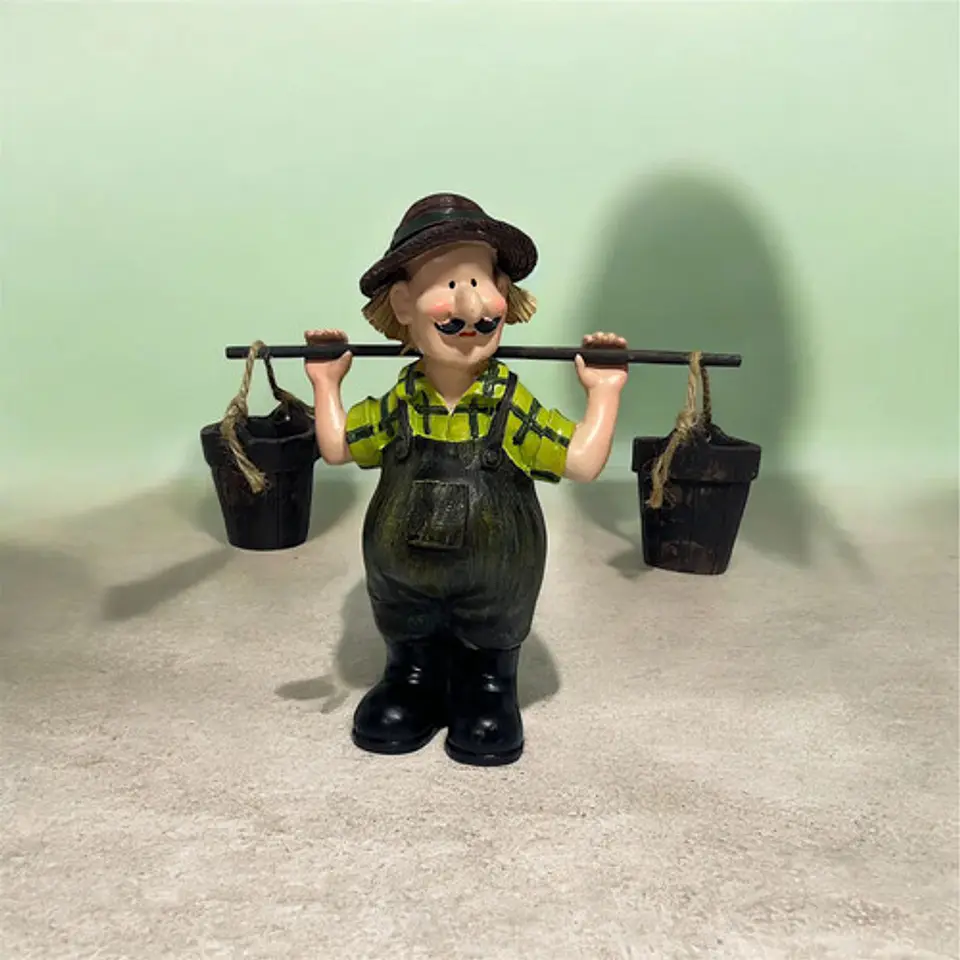 Figuras Decorativas Campesinas Con Baldes  Set De 2 Piezas 3