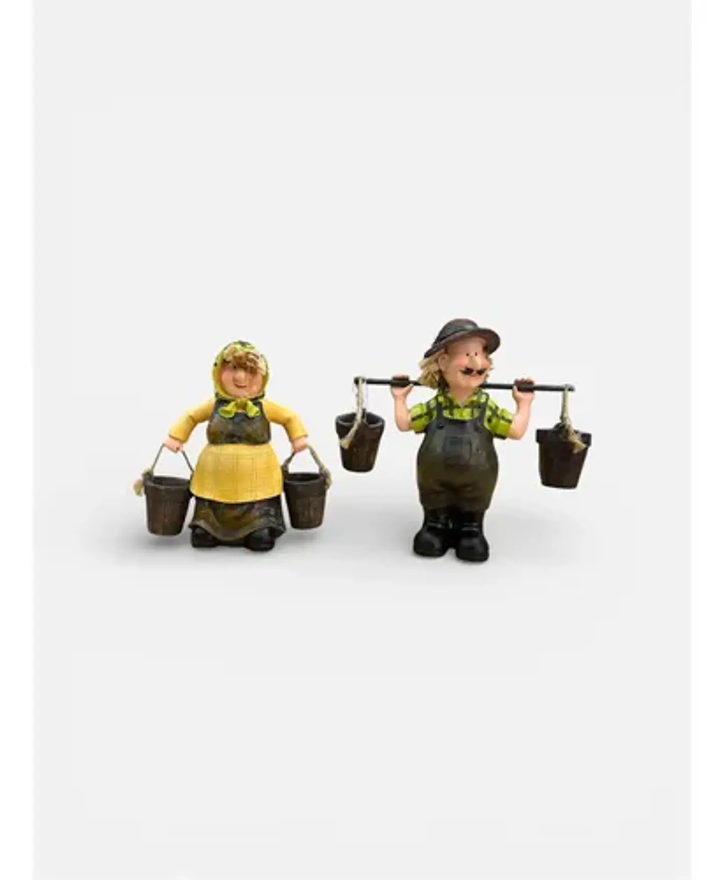 Figuras Decorativas Campesinas Con Baldes  Set De 2 Piezas 6