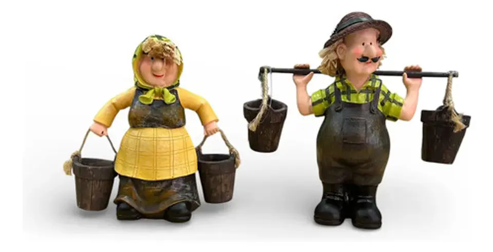 Figuras Decorativas Campesinas Con Baldes  Set De 2 Piezas 7