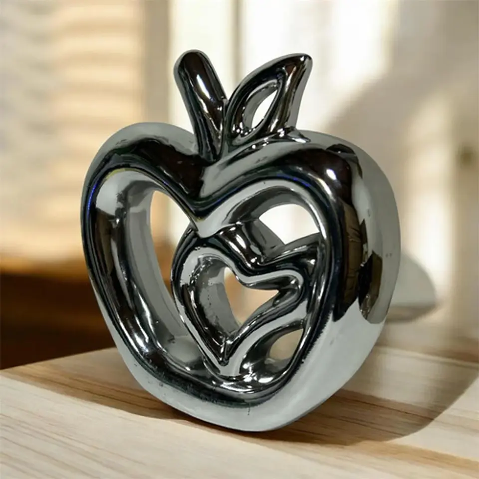 Figura Decorativa Manzana Con Corazón  Elegancia 1