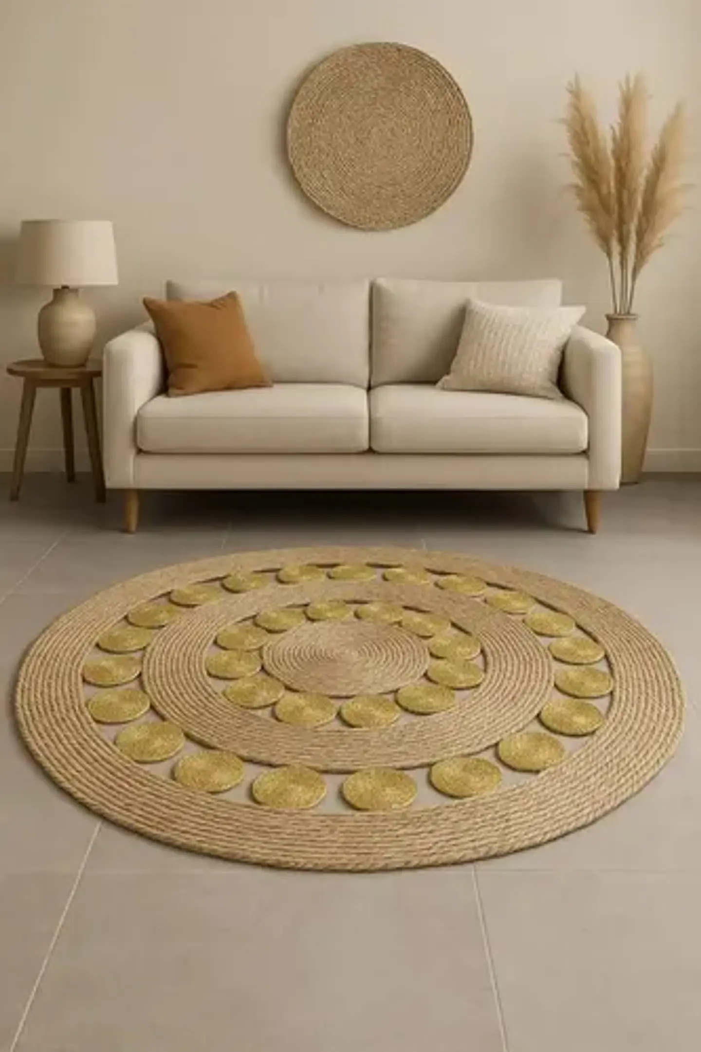 Alfombra Redonda De Yute 100cm Decoracion Living 3