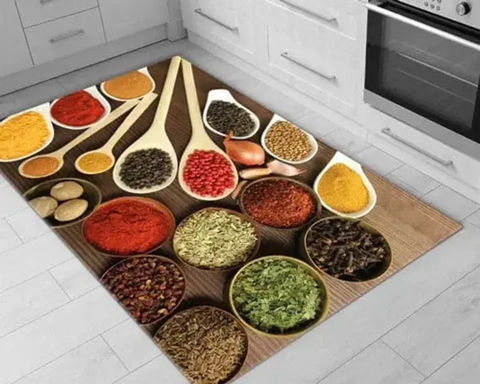 Set 2 Alfombras De Cocina Antideslizante Diseño Granos 2