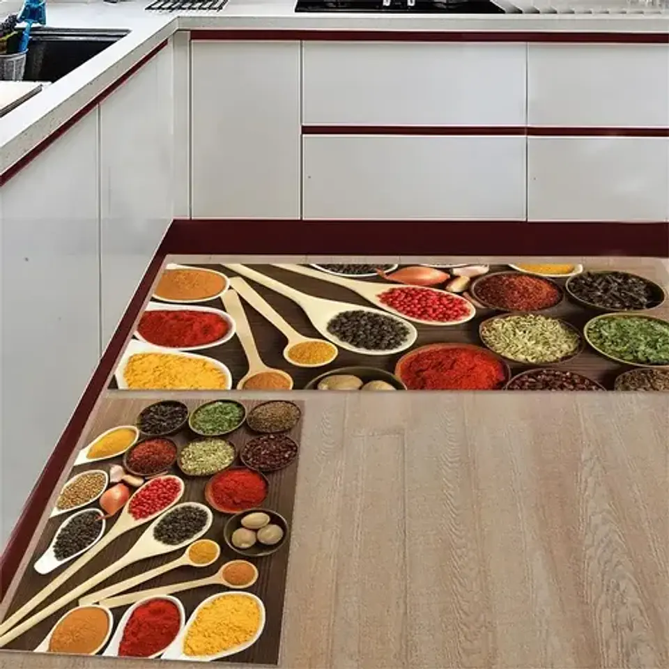 Set 2 Alfombras De Cocina Antideslizante Diseño Granos 5