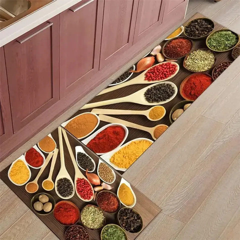 Set 2 Alfombras De Cocina Antideslizante Diseño Granos 7