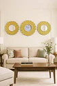 Set De Pared Elegante Con Reloj Y Espejos Dorados - Miniatura 2