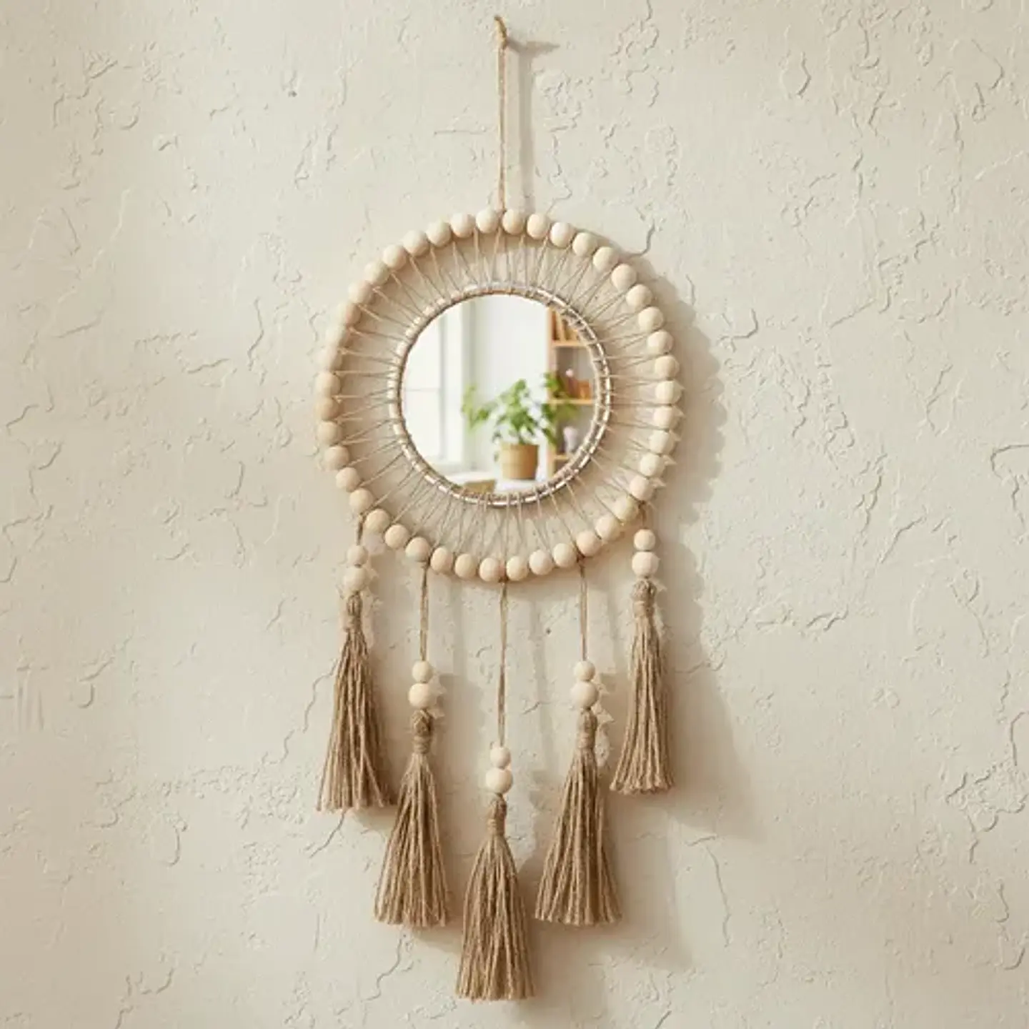 Espejo Tejido Bohemio De Macrame Elegante 1