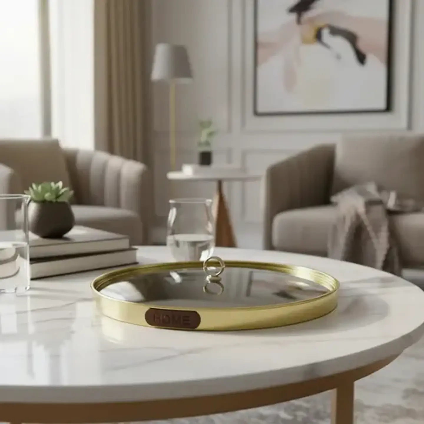 Bandeja Decorativa Con Espejo  Toque Glam Para Tu Hogar 1