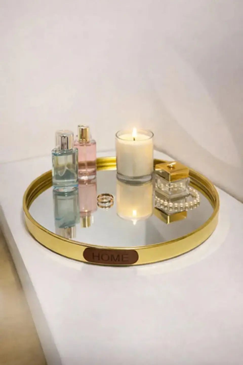 Bandeja Decorativa Con Espejo  Toque Glam Para Tu Hogar 3
