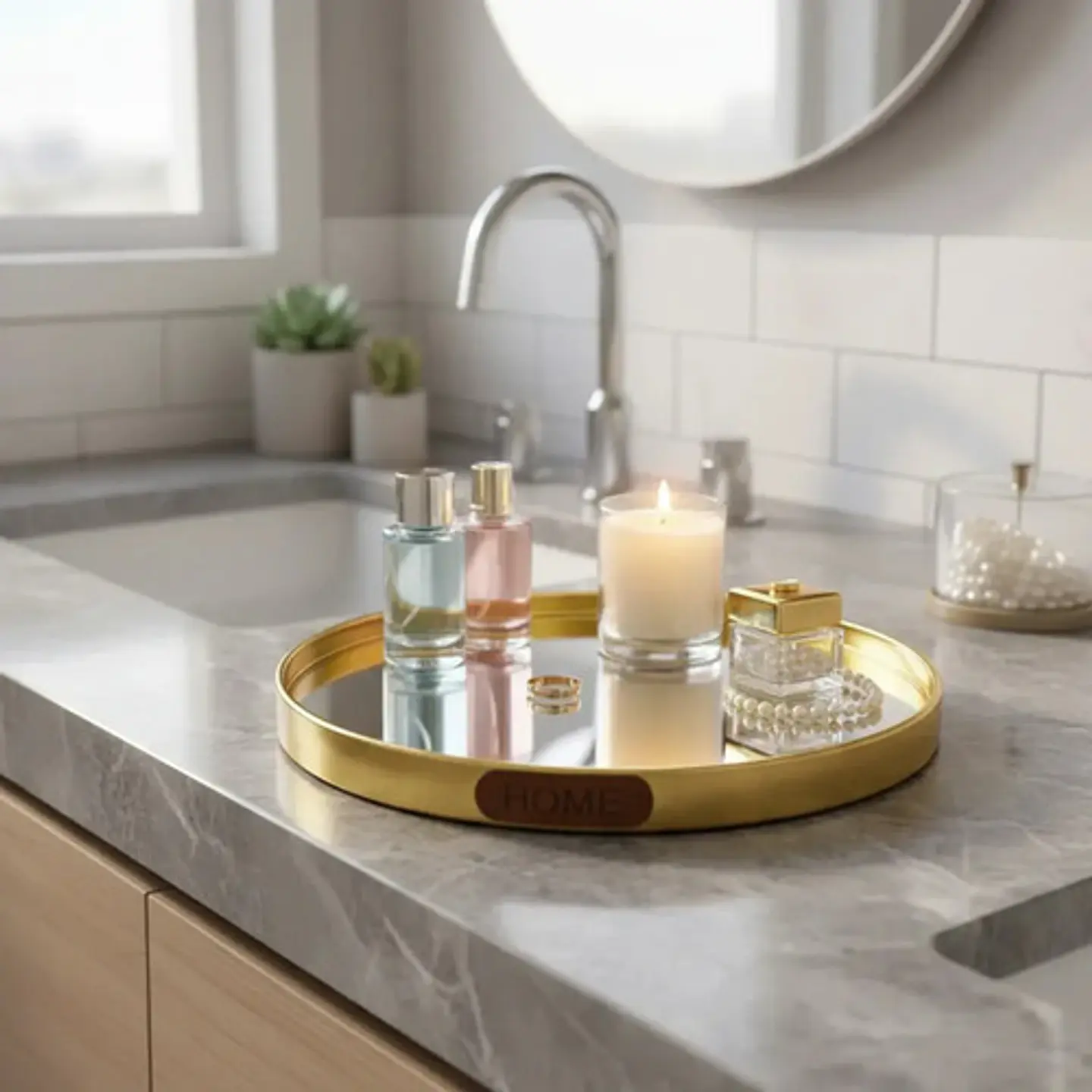 Bandeja Decorativa Con Espejo  Toque Glam Para Tu Hogar 5