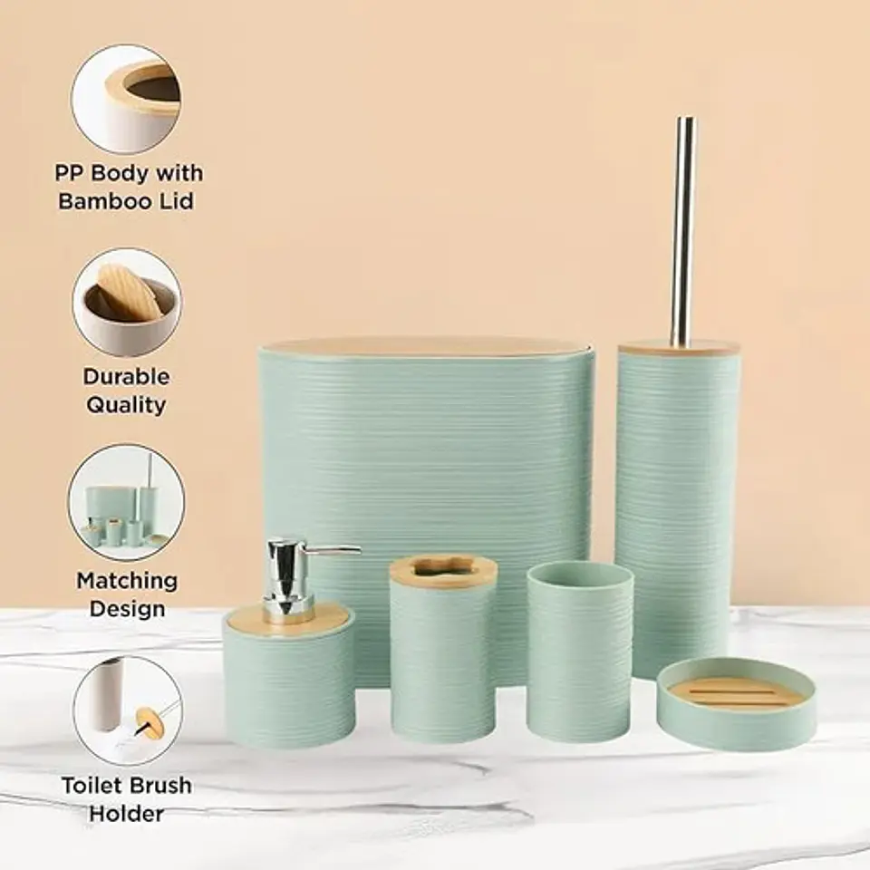 Set De Accesorios De Baño 6 Piezas De Bambu 2