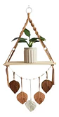 Porta Macetero Colgante Macramé Con Base Madera Decoración - Miniatura 1