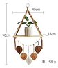 Porta Macetero Colgante Macramé Con Base Madera Decoración - Miniatura 2