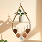 Porta Macetero Colgante Macramé Con Base Madera Decoración - Miniatura 3