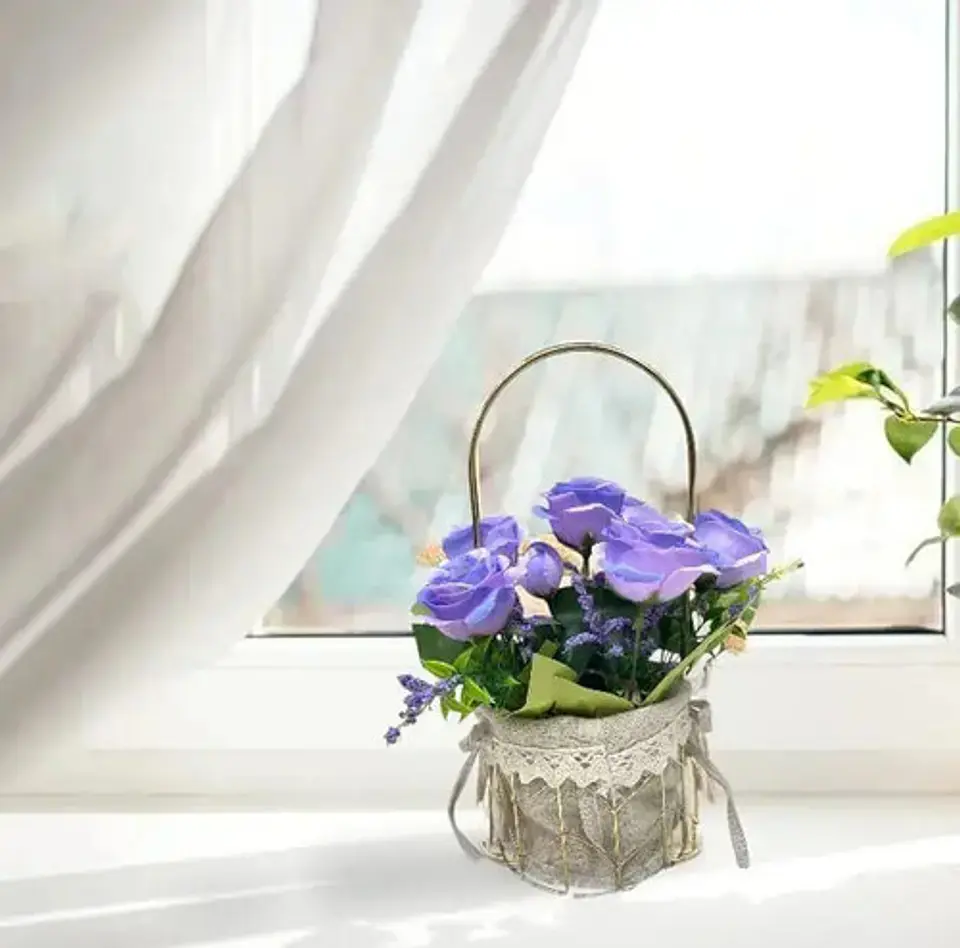 Flores Artificiales Con Maceta Decorativa Para Colgar 2