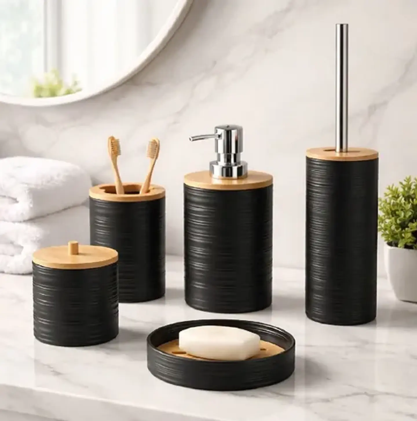 Set De Accesorios De Baño 6 Piezas De Bambu 5