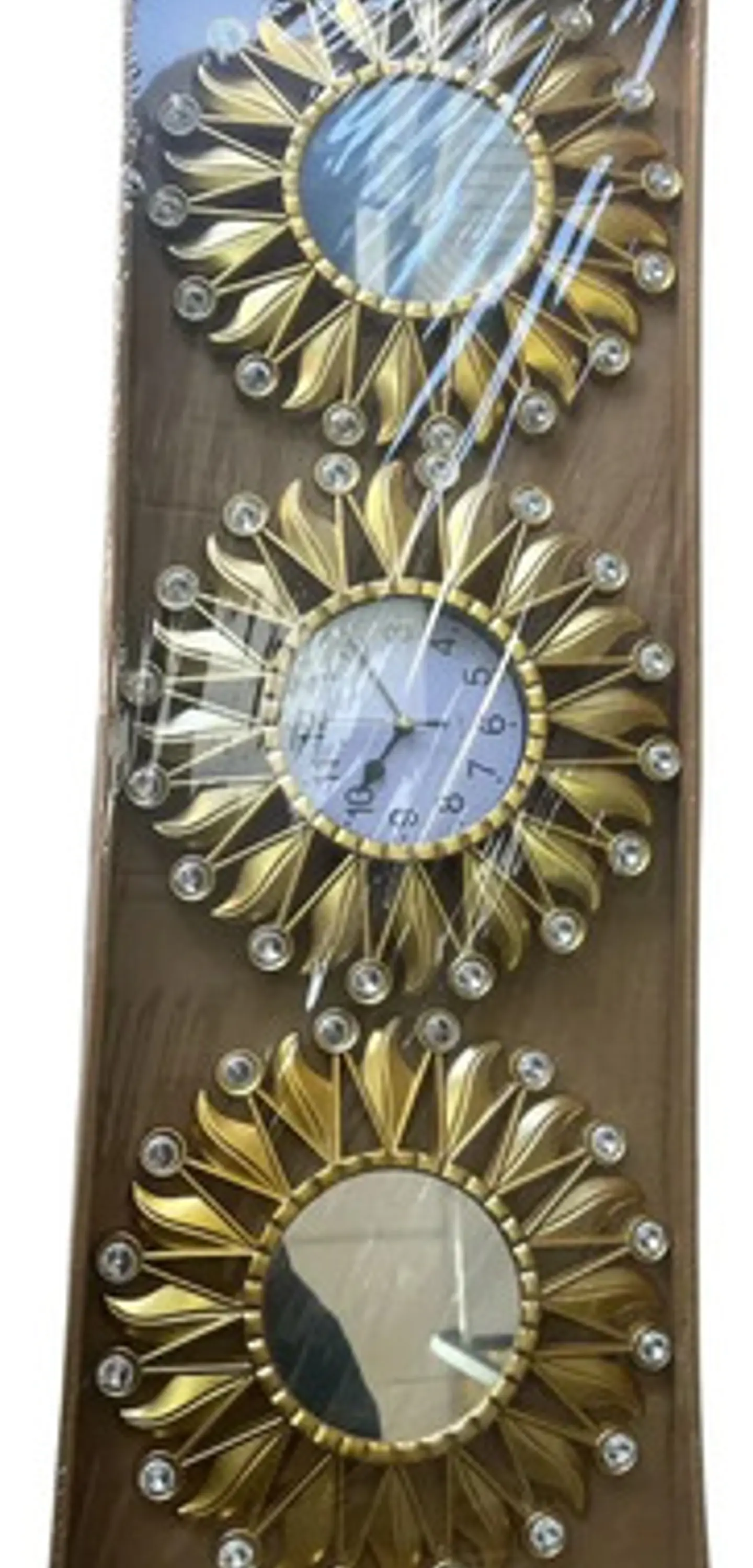 Set De Reloj + 2 Espejos Elegantes Dorado 4