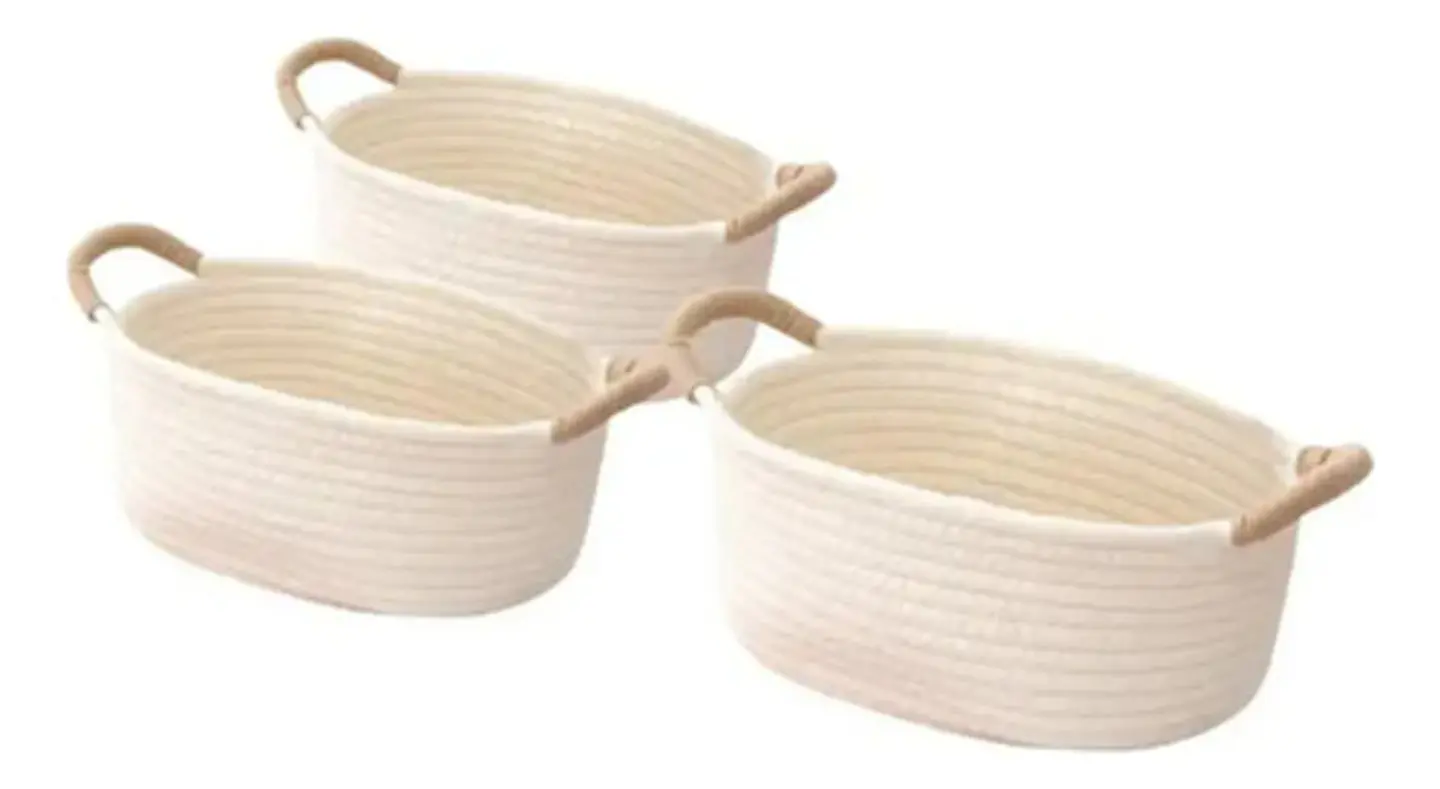 Cesta Tejida De Almacenamiento Con Cuerdas De Algodon Pack 3 1