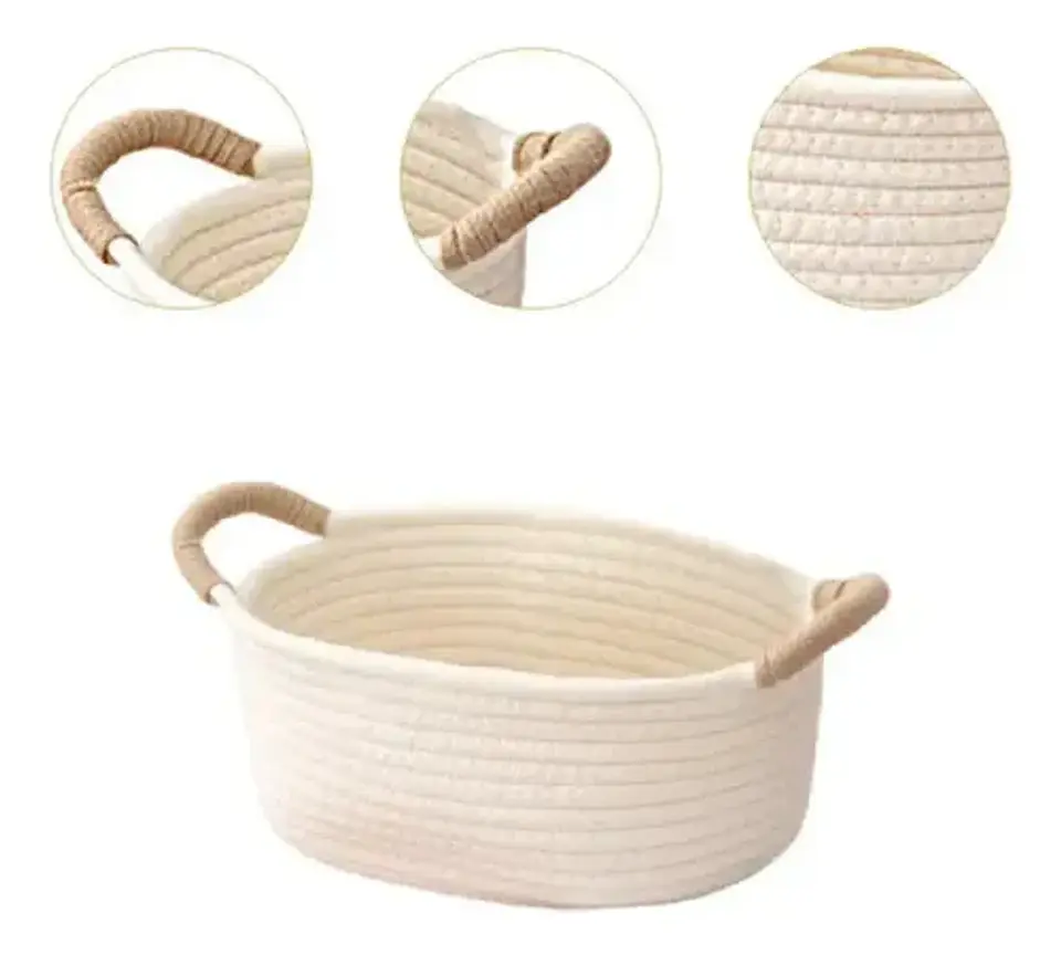 Cesta Tejida De Almacenamiento Con Cuerdas De Algodon Pack 3 3