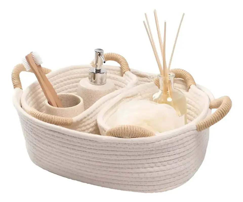 Cesta Tejida De Almacenamiento Con Cuerdas De Algodon Pack 3 5