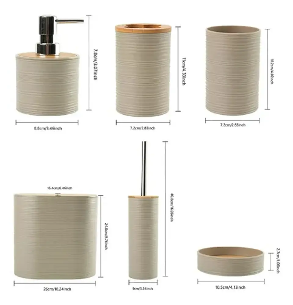 Set De Accesorios De Baño 6 Piezas De Bambu 2