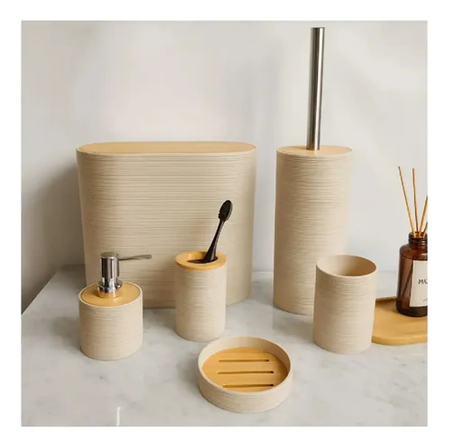 Set De Accesorios De Baño 6 Piezas De Bambu 3