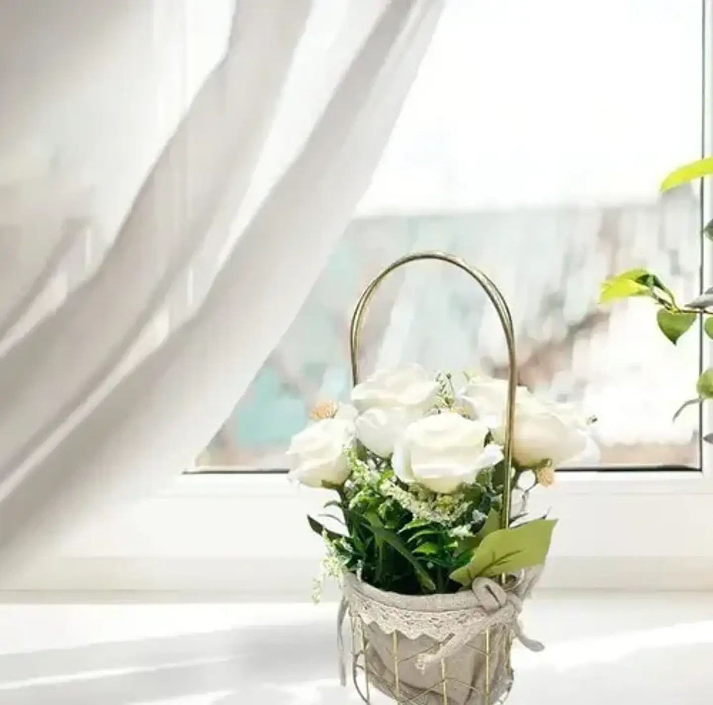 Flores Artificiales Con Maceta Decorativa Para Colgar 2