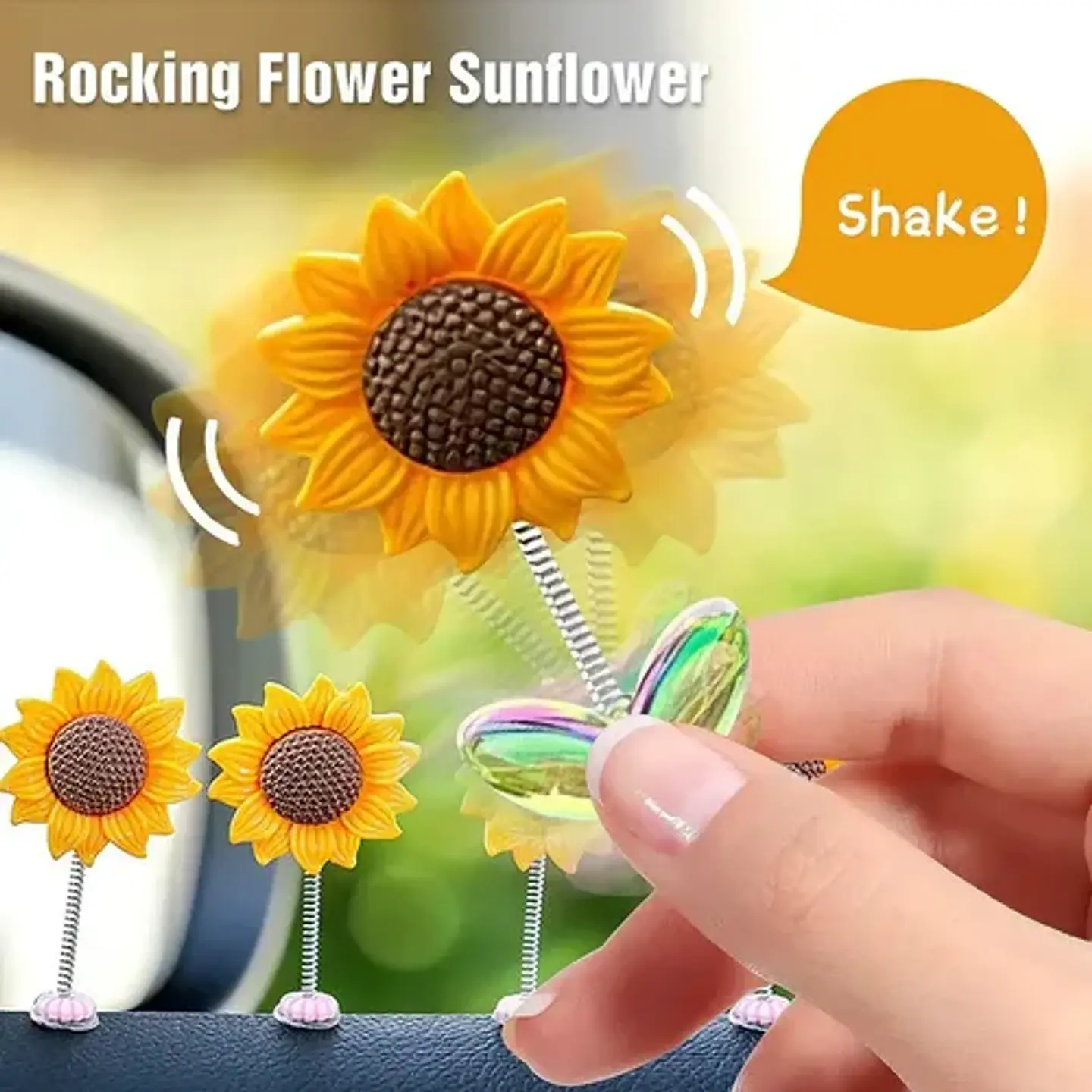5 Adornos Con Forma De Girasol, Cabeza Movil Girasol Premium 4