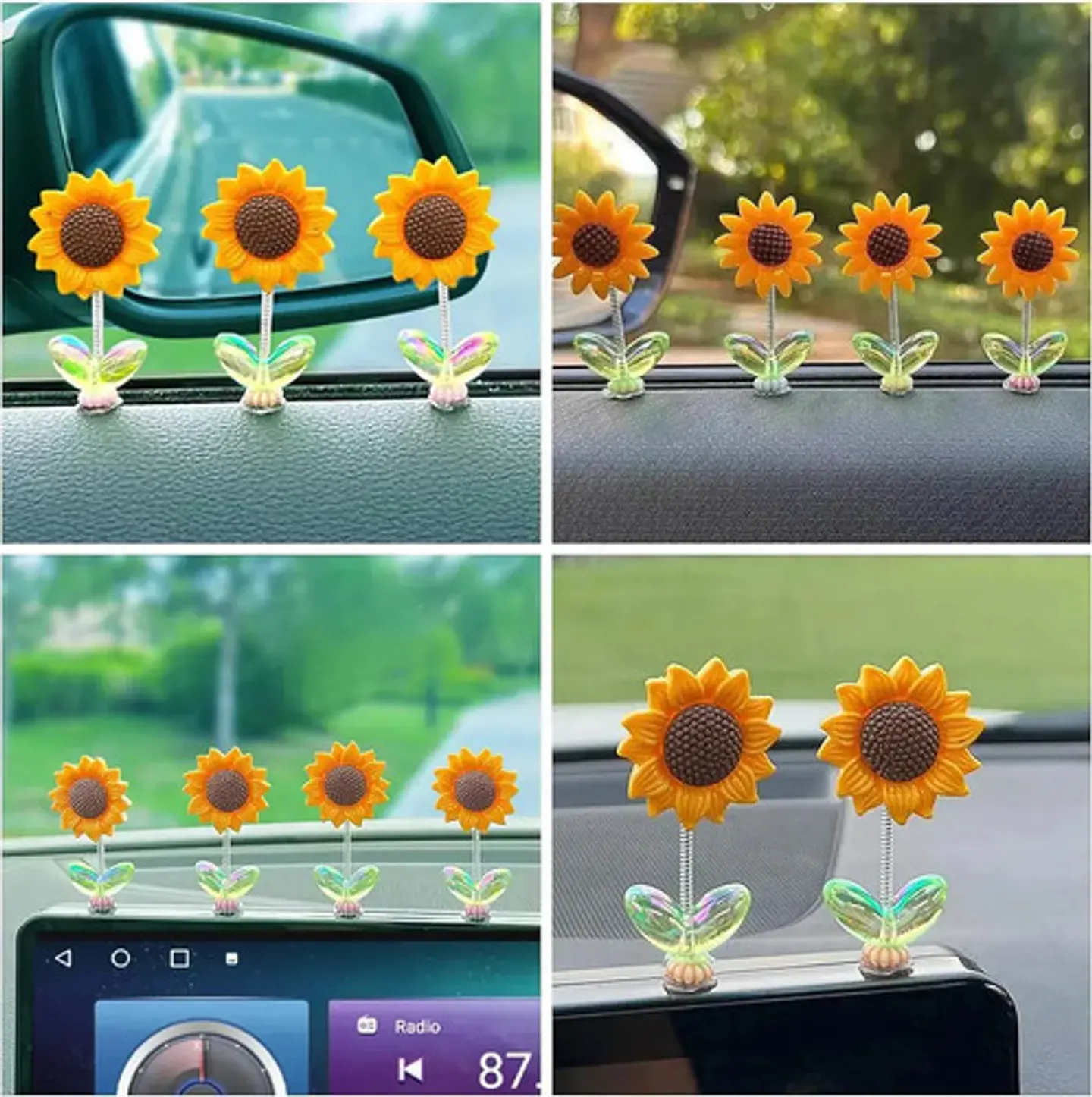 5 Adornos Con Forma De Girasol, Cabeza Movil Girasol Premium 5