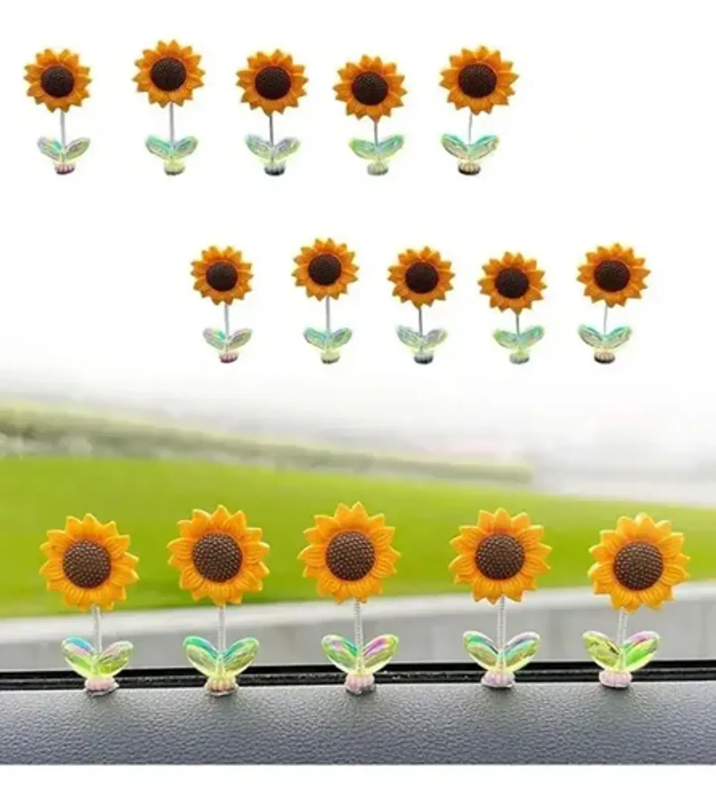 5 Adornos Con Forma De Girasol, Cabeza Movil Girasol Premium 7