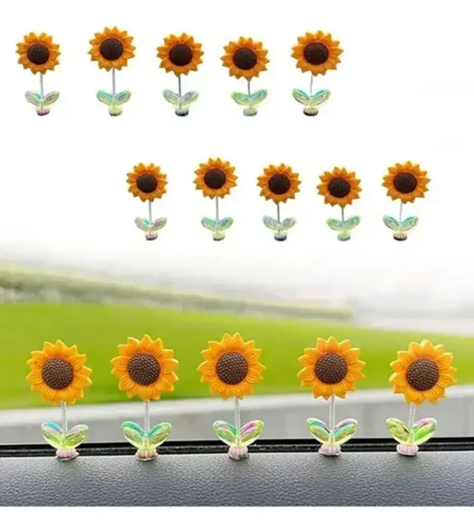 5 Adornos Con Forma De Girasol, Cabeza Movil Girasol Premium 7