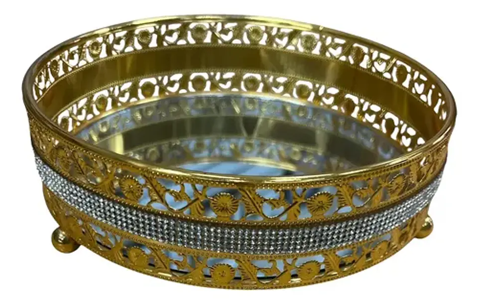 Bandeja Decorativa Redonda Elegante  20 Cm 1