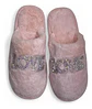 Pantuflas De Peluche Rosadas Mujer Diseño Love Brillos - Miniatura 8