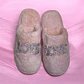 Pantuflas De Peluche Rosadas Mujer Diseño Love Brillos - Miniatura 9