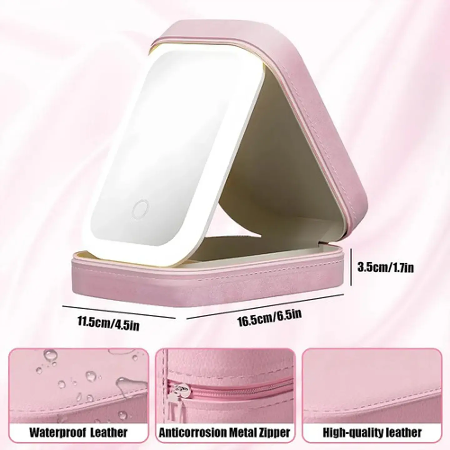 Estuche Cosmetico Con Espejo Bolso Maquillaje Luz Led 4