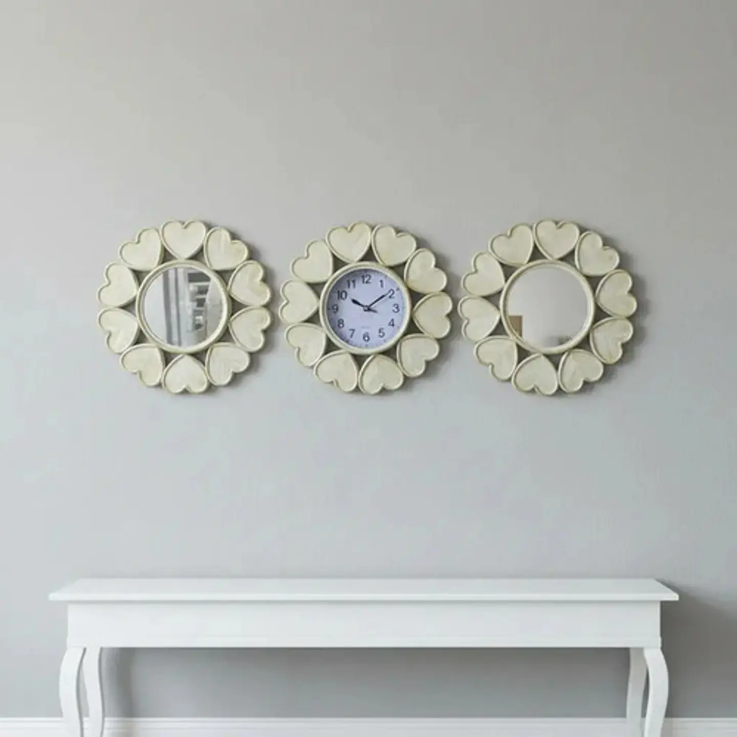 Set Reloj Y Espejos Redondos Decorativos Dorado Elegante 1