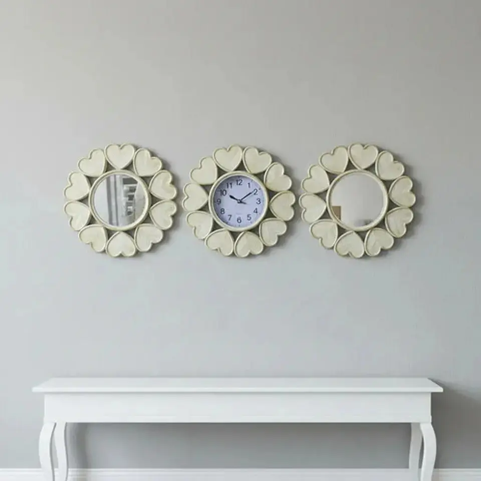 Set Reloj Y Espejos Redondos Decorativos Dorado Elegante 1