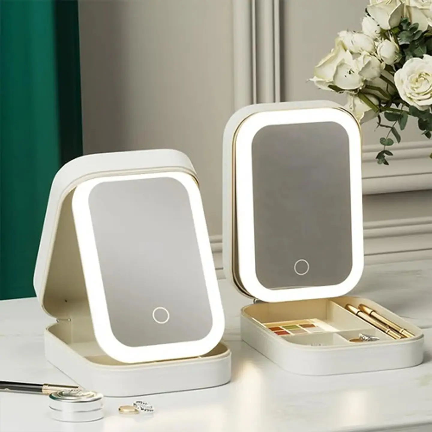 Estuche Cosmetico Con Espejo Bolso Maquillaje Luz Led 2