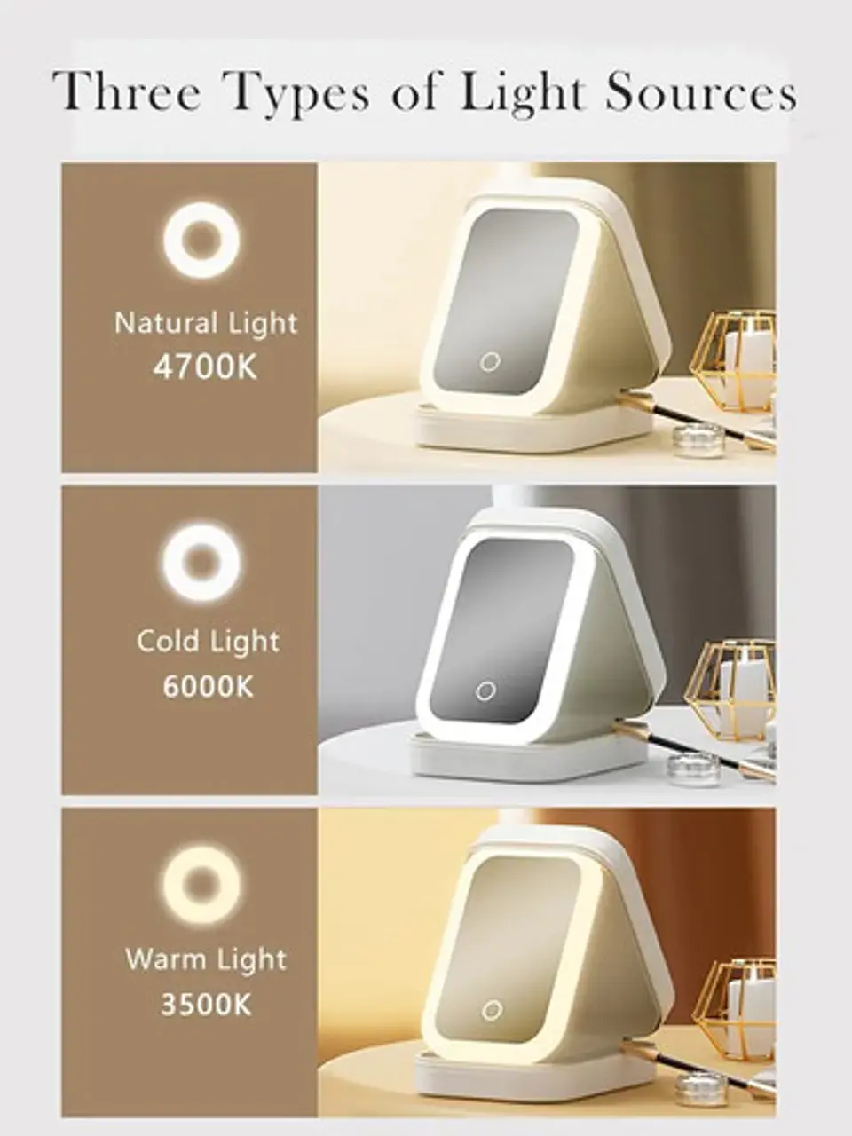 Estuche Cosmetico Con Espejo Bolso Maquillaje Luz Led 7