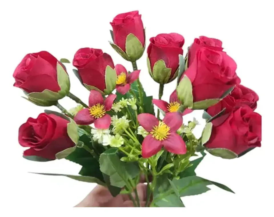 Rosas Decorativo Artificial Ramo Para Decoración 9 Unidades 1