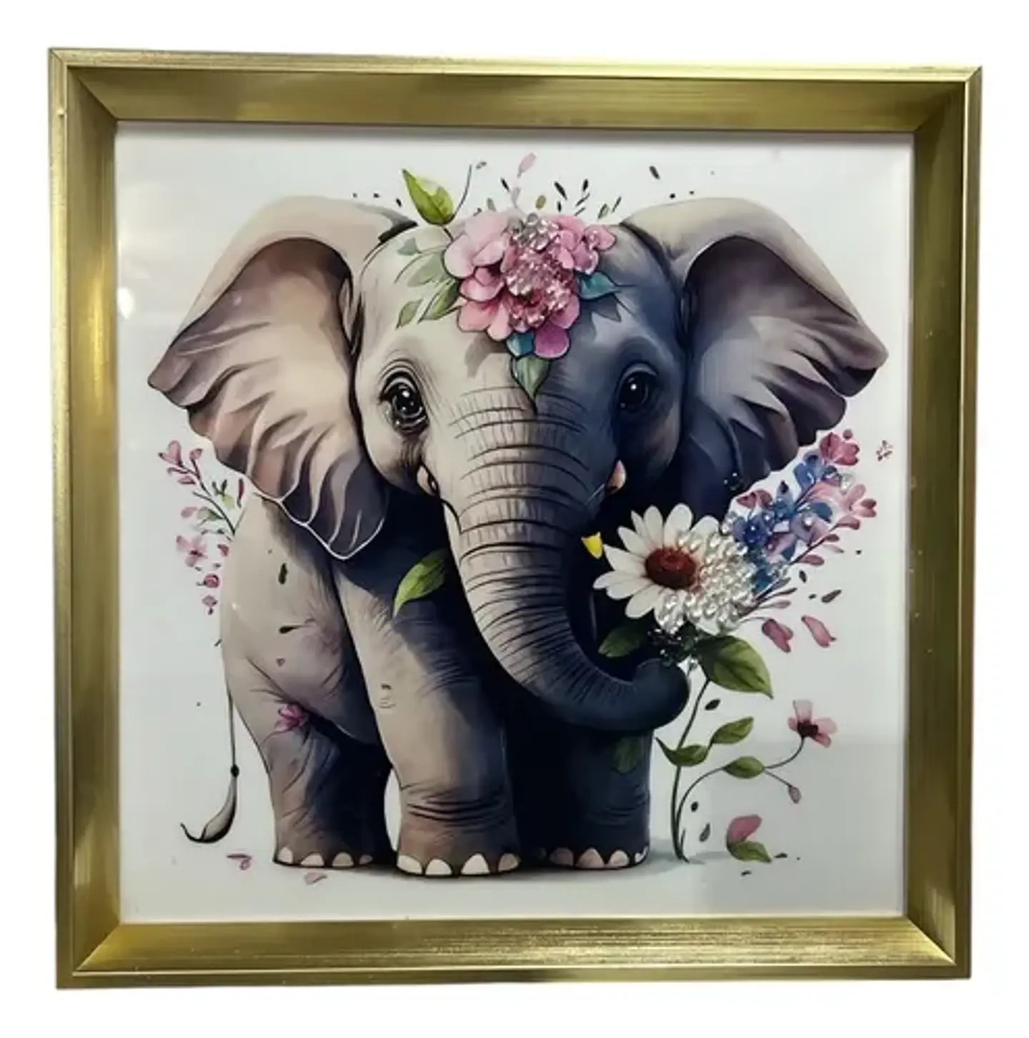 Cuadro Decorativo 3d  Y Marco Elegante Diseño Elefante 2