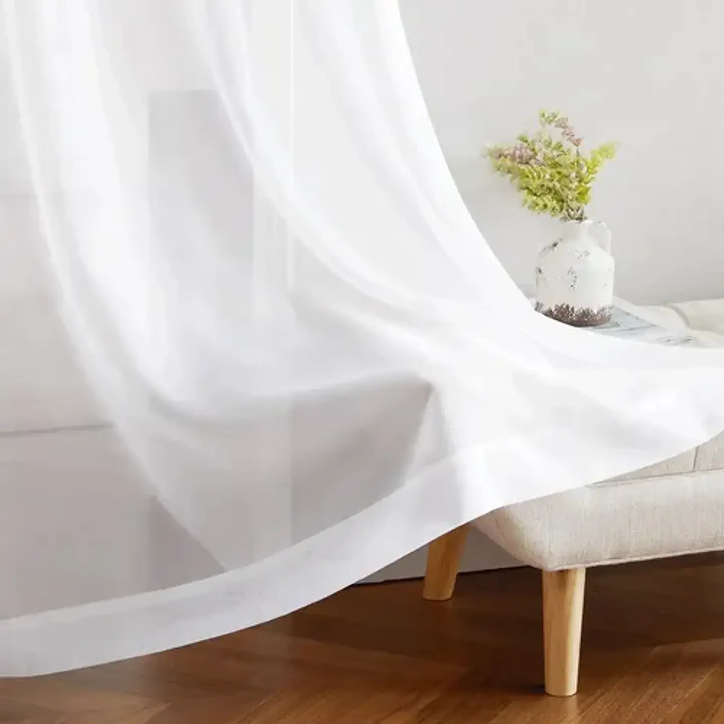 Cortina Velo Liso Con Argolla 140x260 Cm 2 Paños Elegantes 2