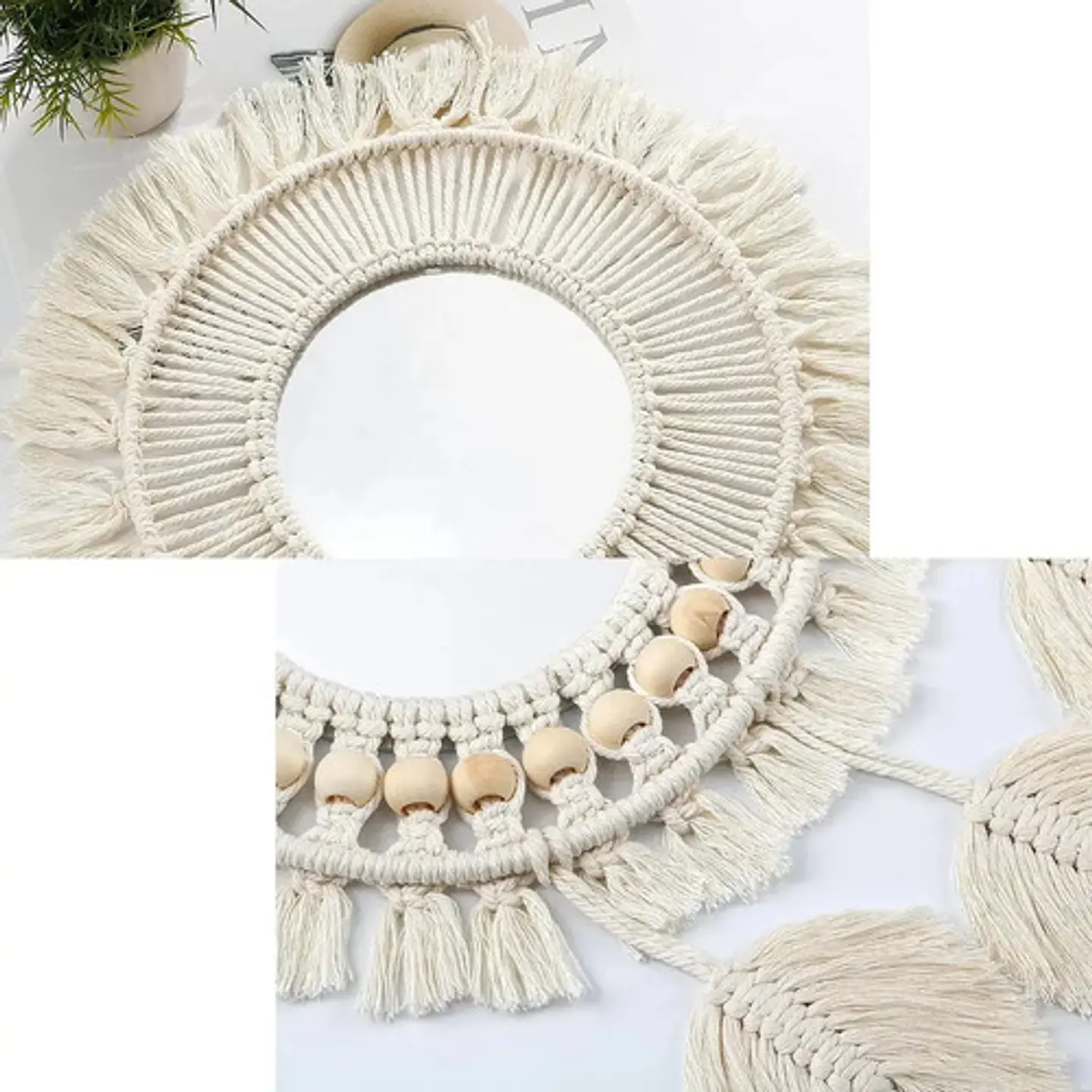Espejo Tejido Bohemio De Macrame Elegante 4