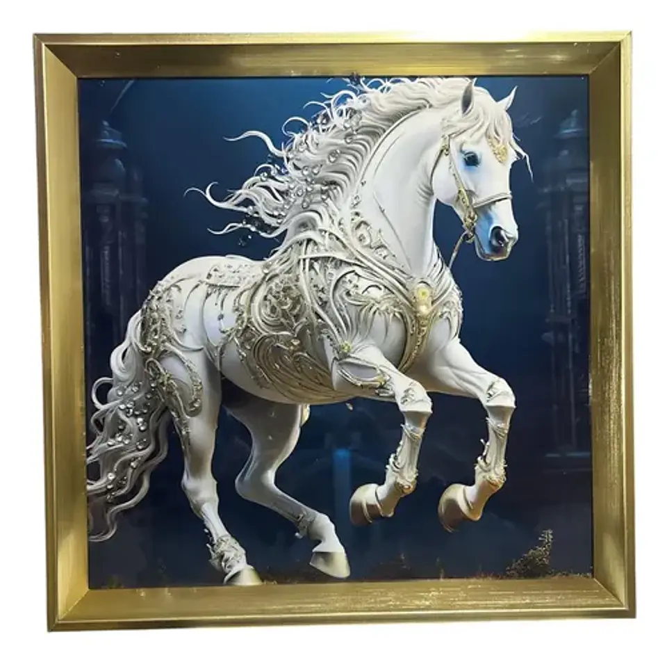 Cuadro Decorativo Con Marco Elegante Diseño Caballo 1