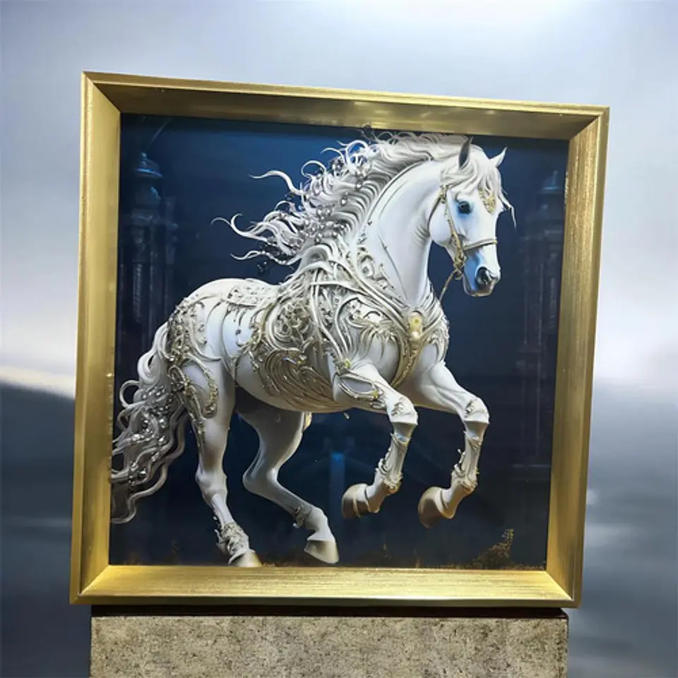 Cuadro Decorativo Con Marco Elegante Diseño Caballo 4