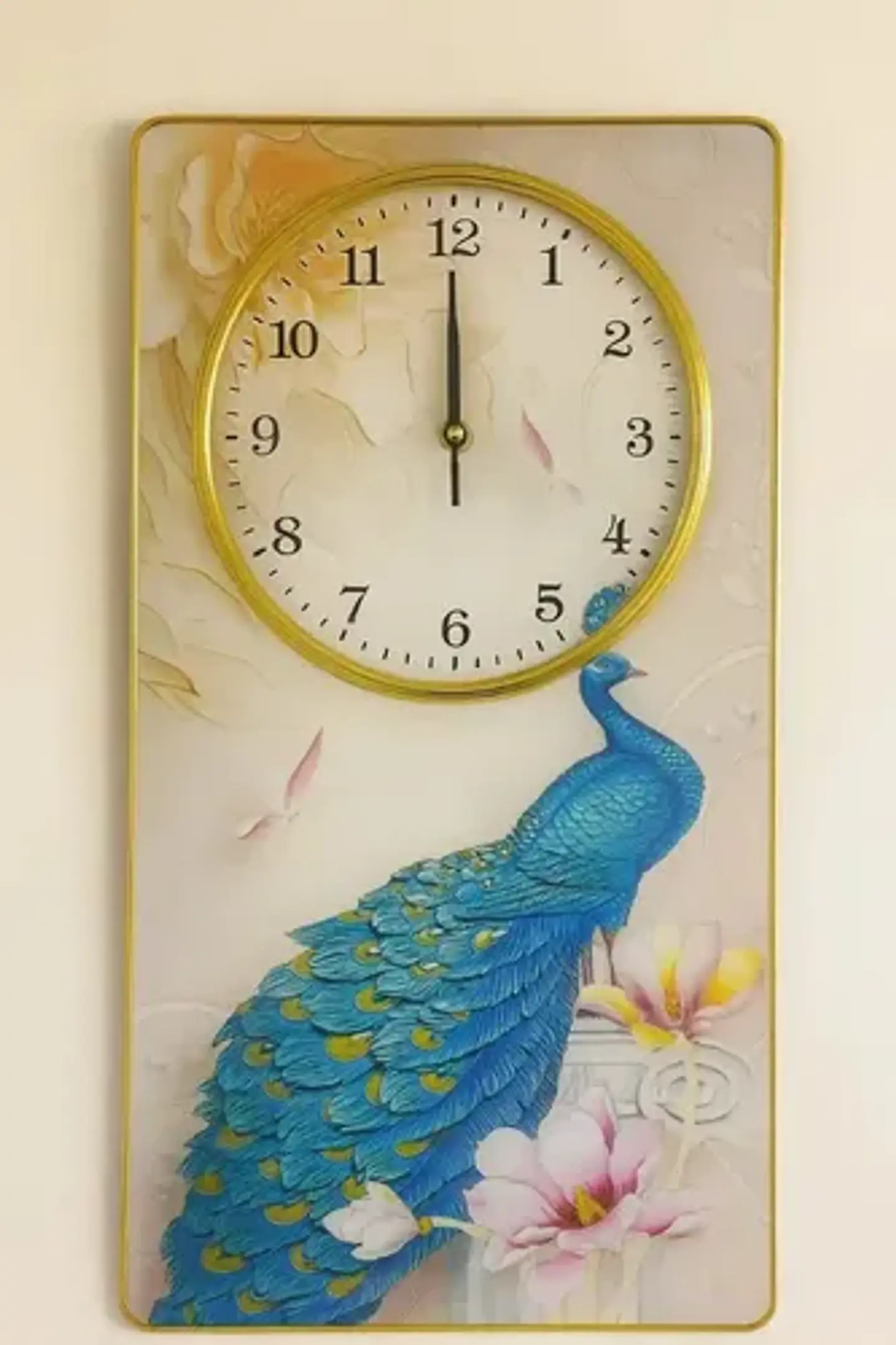 Reloj Con Diseño De Pavo Real Pared 56x30 2