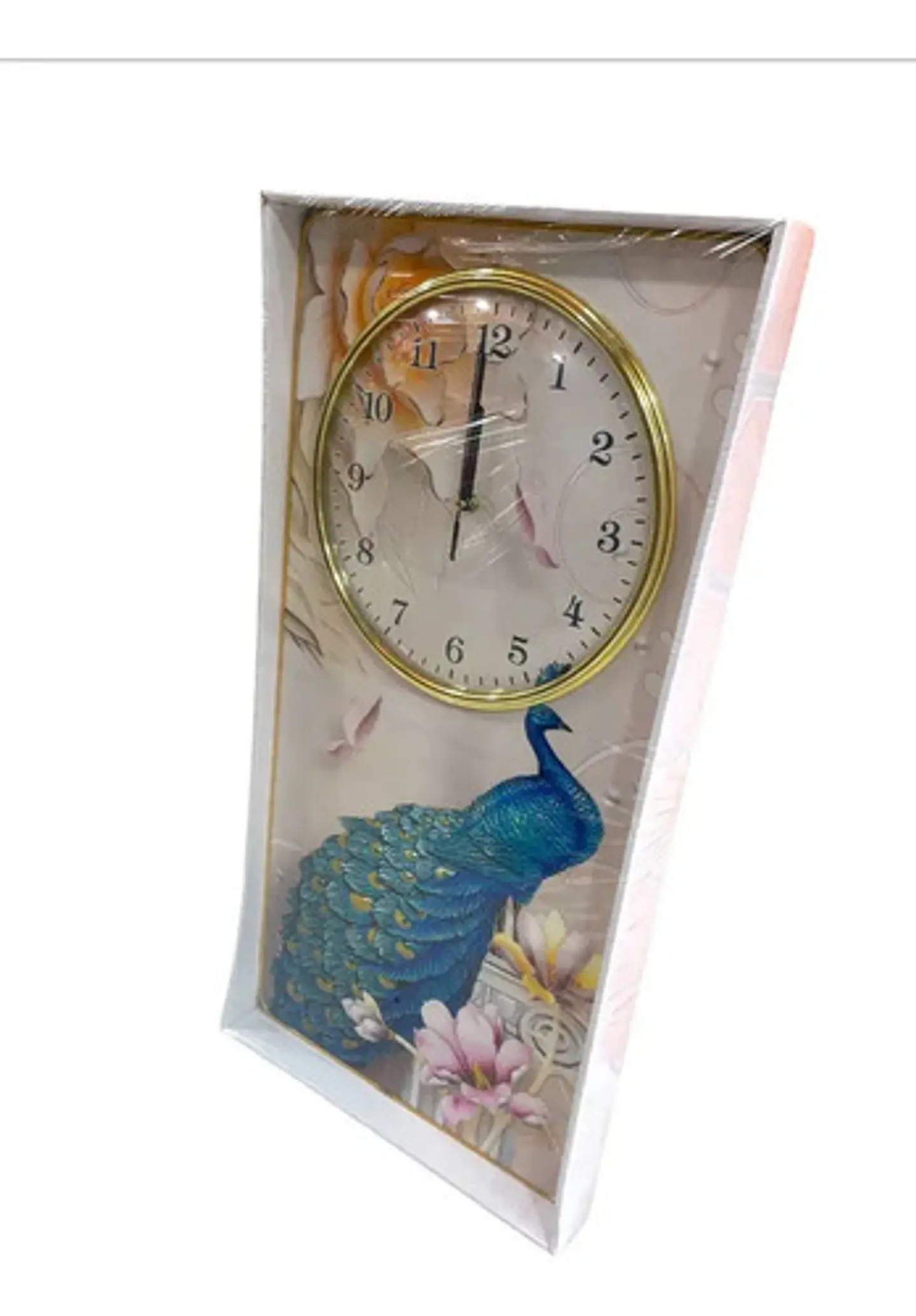 Reloj Con Diseño De Pavo Real Pared 56x30 3