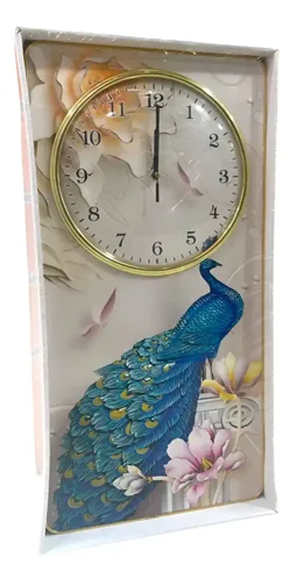 Reloj Con Diseño De Pavo Real Pared 56x30 4