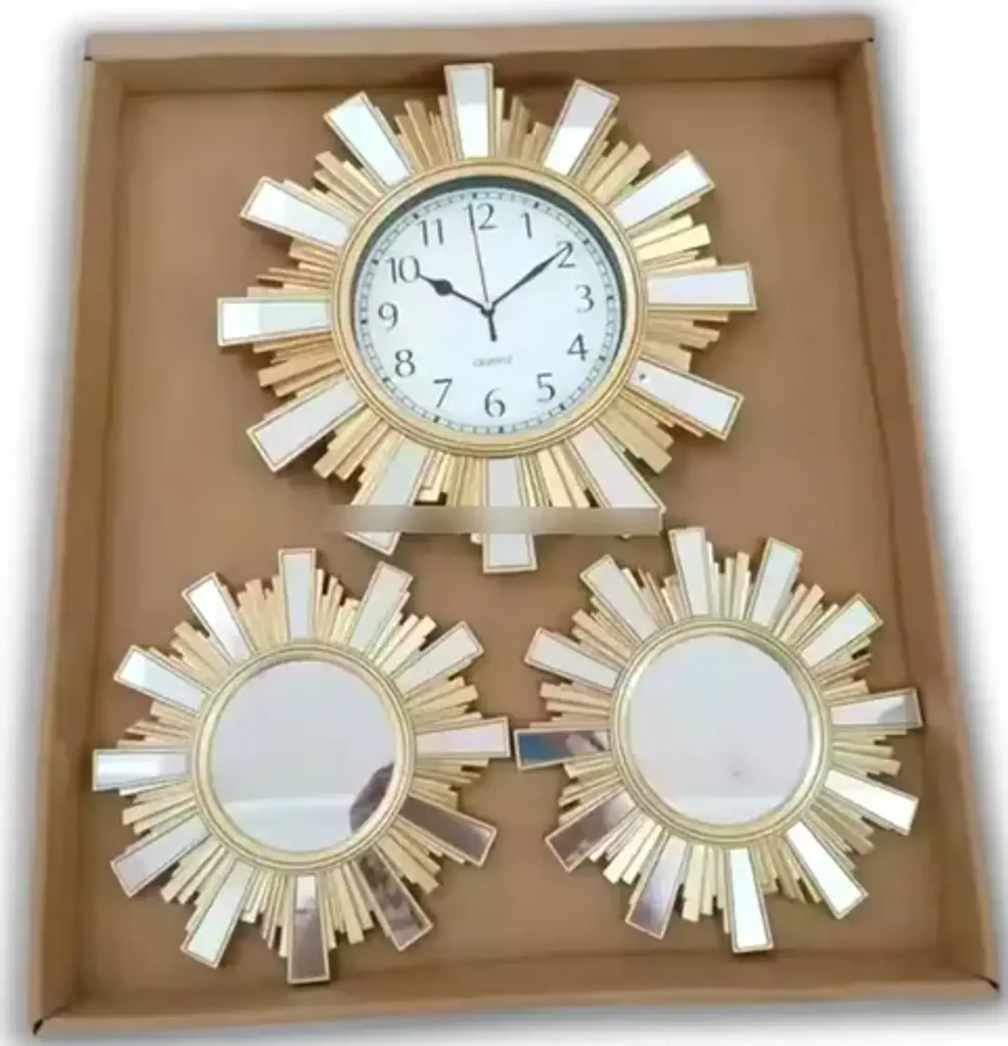 Set 3 Piezas Decorativas 32cm Reloj 23cm Espejos 5
